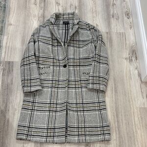 Madewell Gray Plaid Pea Coat xxs OVERSIZED fits like Small